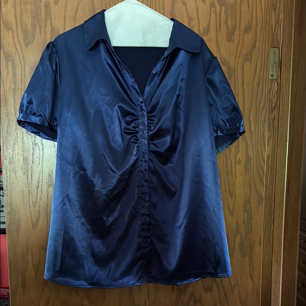 Apt. 9 Blue Puff Sleeve Ruched Blouse